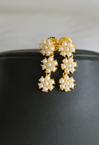 Gold tone pearl flower necklace set dj-41717
