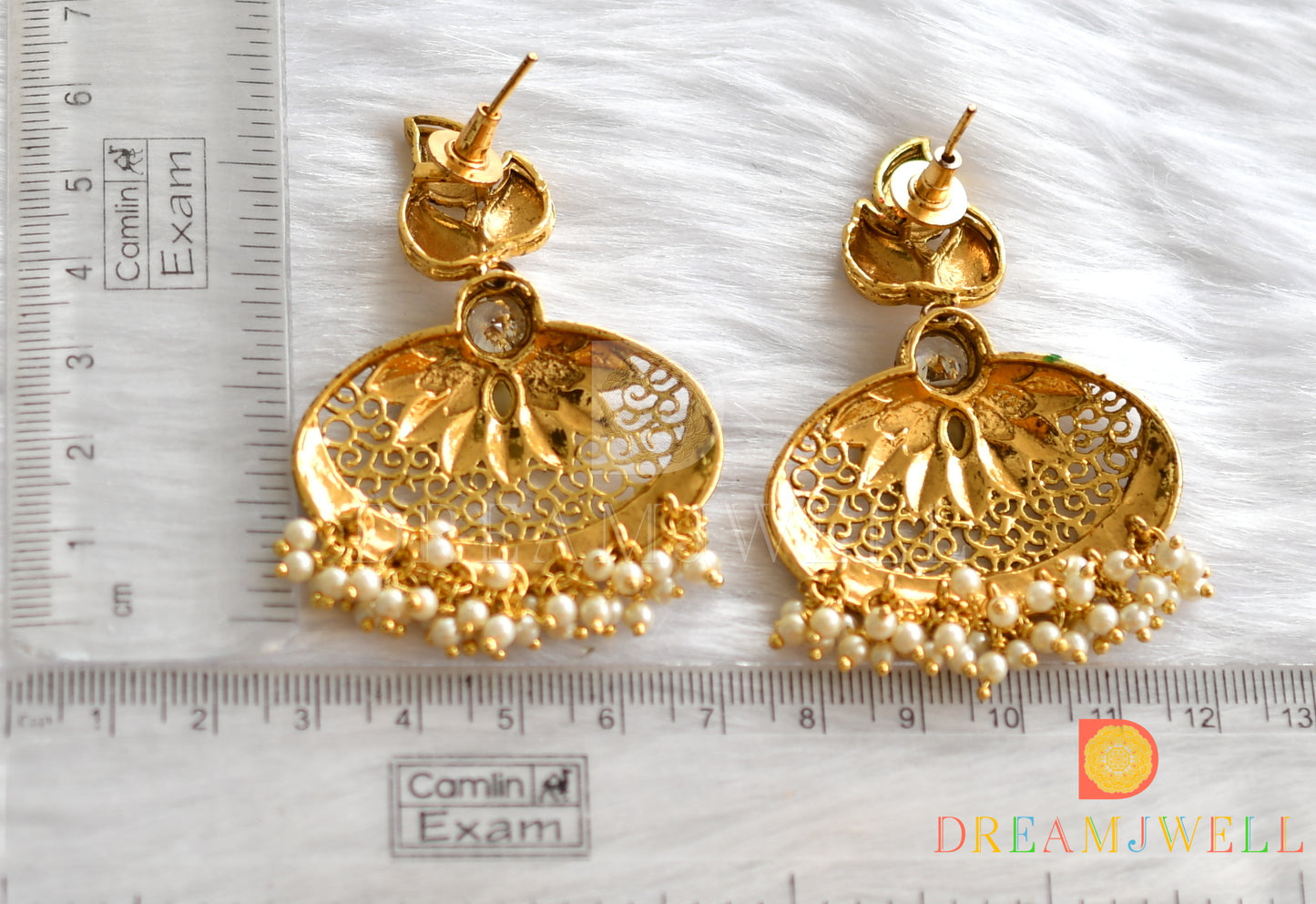 Antique red-green pearl big mango earrings dj-37375