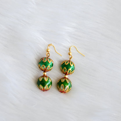 Handmade green-red meenakari balls necklace set dj-39703