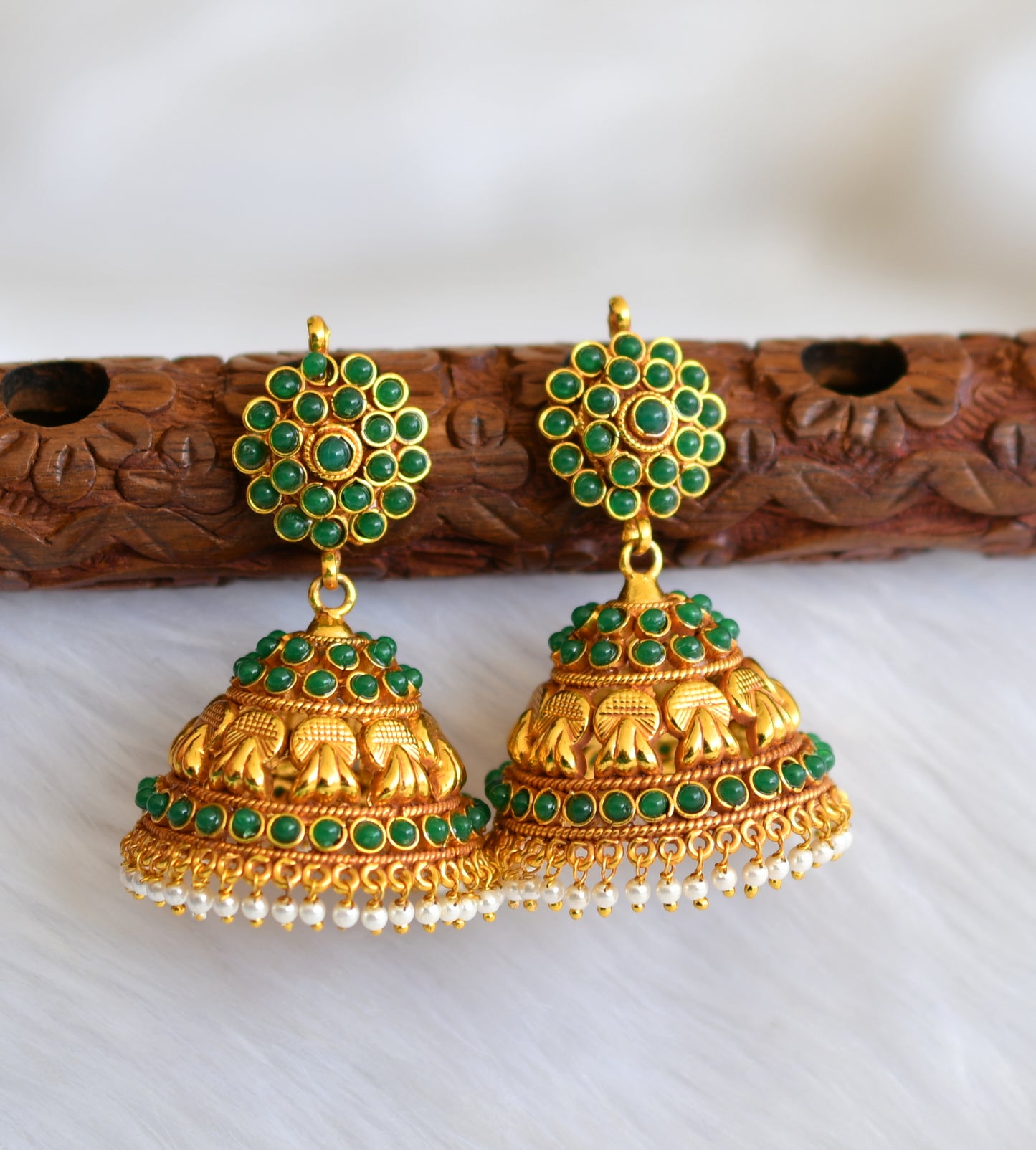 Antique green Jhumkkas dj-02737