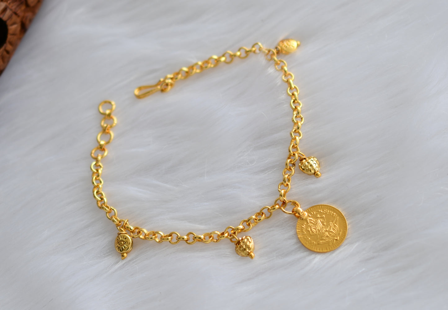 Gold tone Lakshmi coin Bracelet dj-38991