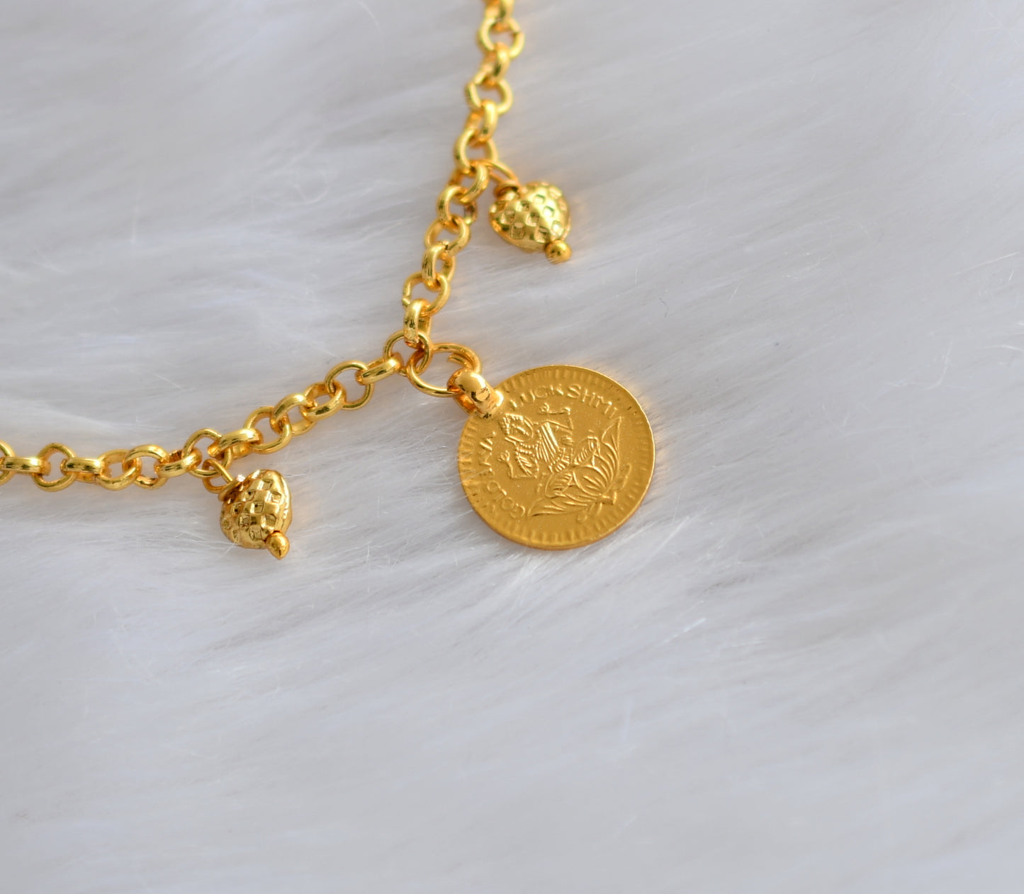 Gold tone Lakshmi coin Bracelet dj-38991