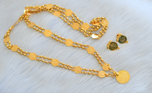 Beautiful gold tone Lakshmi coin designer pendant set with chain dj-35414