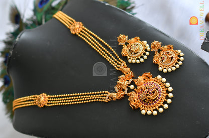 Matte finish semiprecious ruby Lakshmi short haar set dj-12945