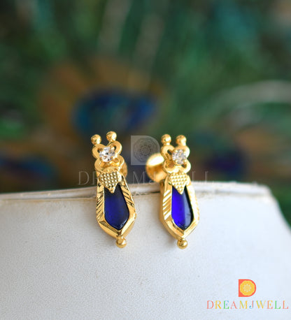 Gold tone Kerala style blue nagapadam necklace set dj-34688