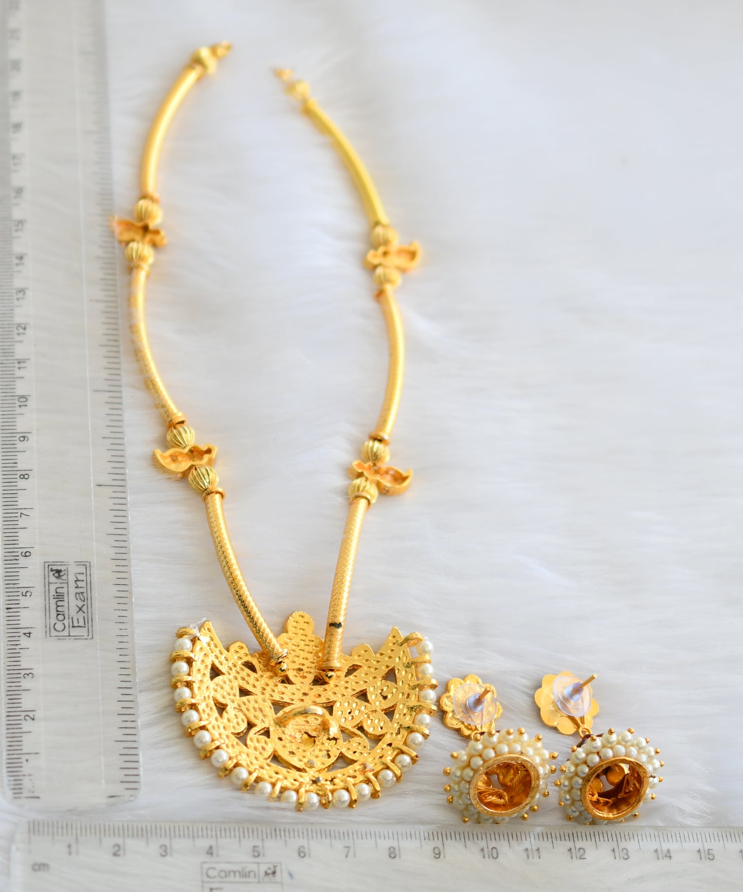 Gold tone kemp-green Moon temple necklace set dj-02794