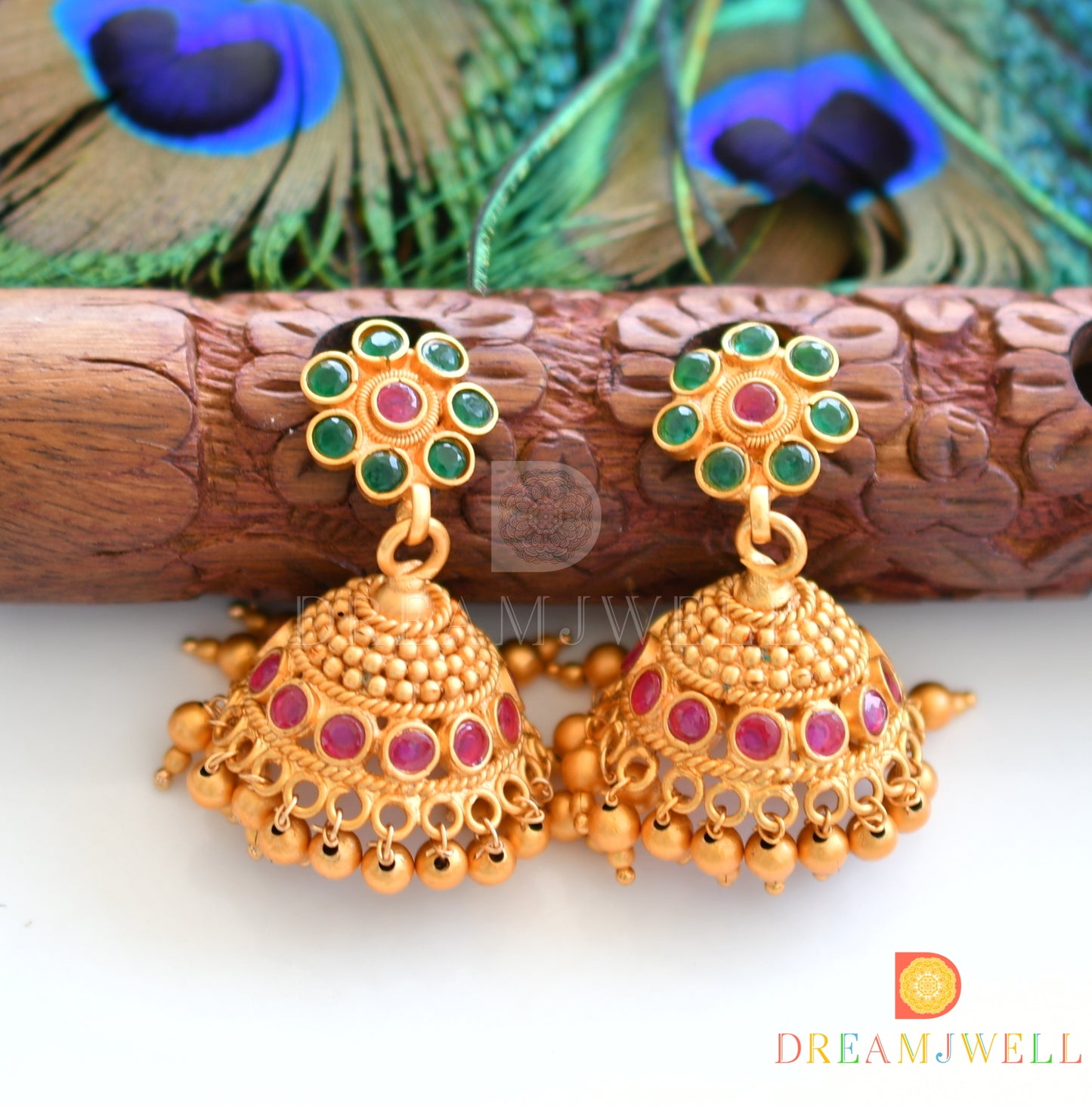 Matte Finish Ruby-emerald Lakshmi Nagasu Haar Set dj-14706