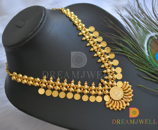 Gold tone Lakshmi coin Kerala style necklace dj-38104