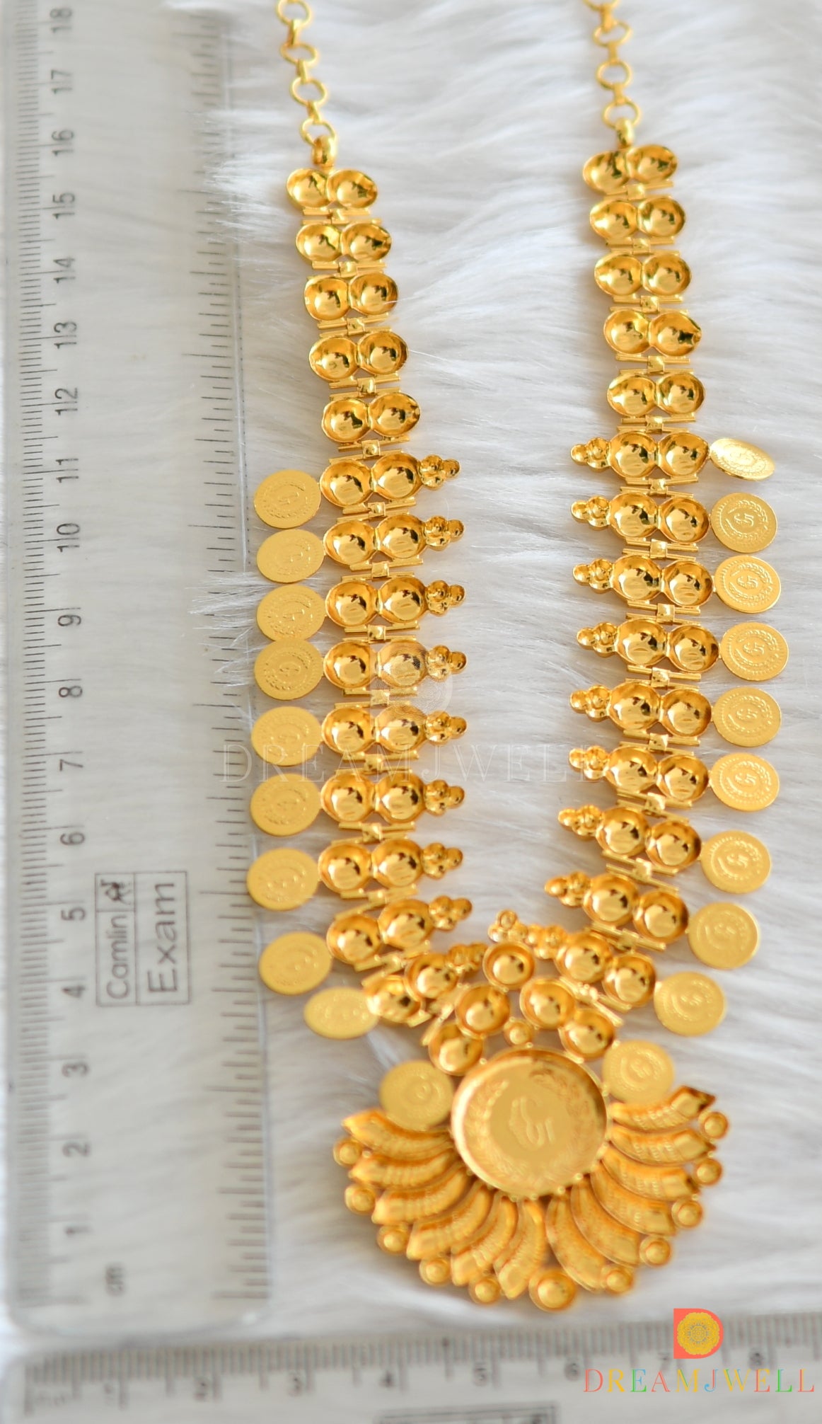 Gold tone Lakshmi coin Kerala style necklace dj-38104