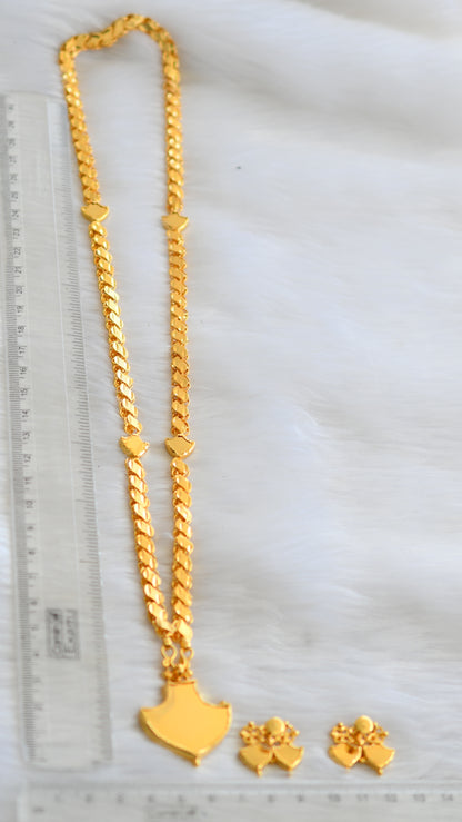 Gold tone green palakka long chain set dj-30345