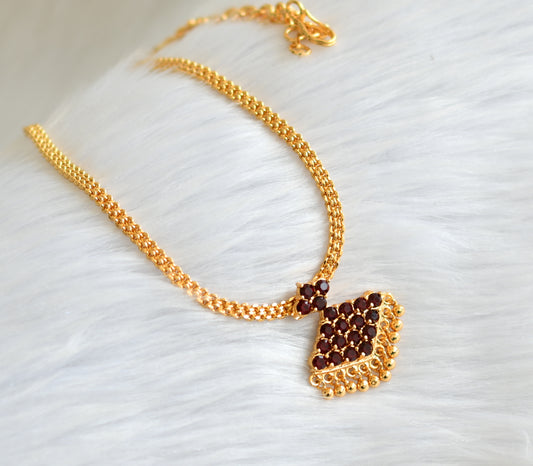 Gold tone maroon Kerala style pathakkam necklace dj-39667