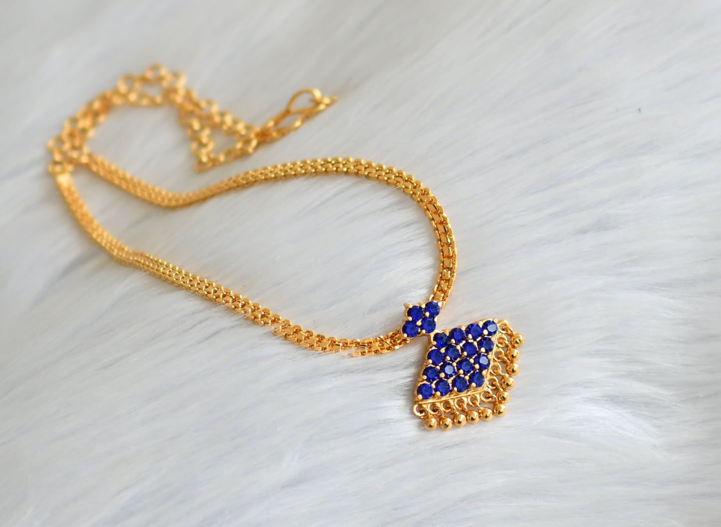 Gold tone blue Kerala style pathakkam necklace dj-39668