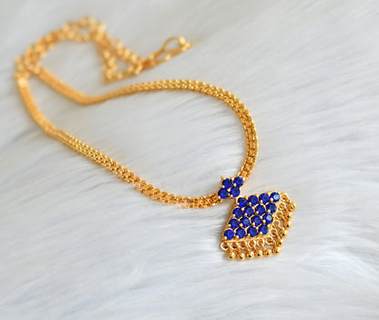 Gold tone blue Kerala style pathakkam necklace dj-39668