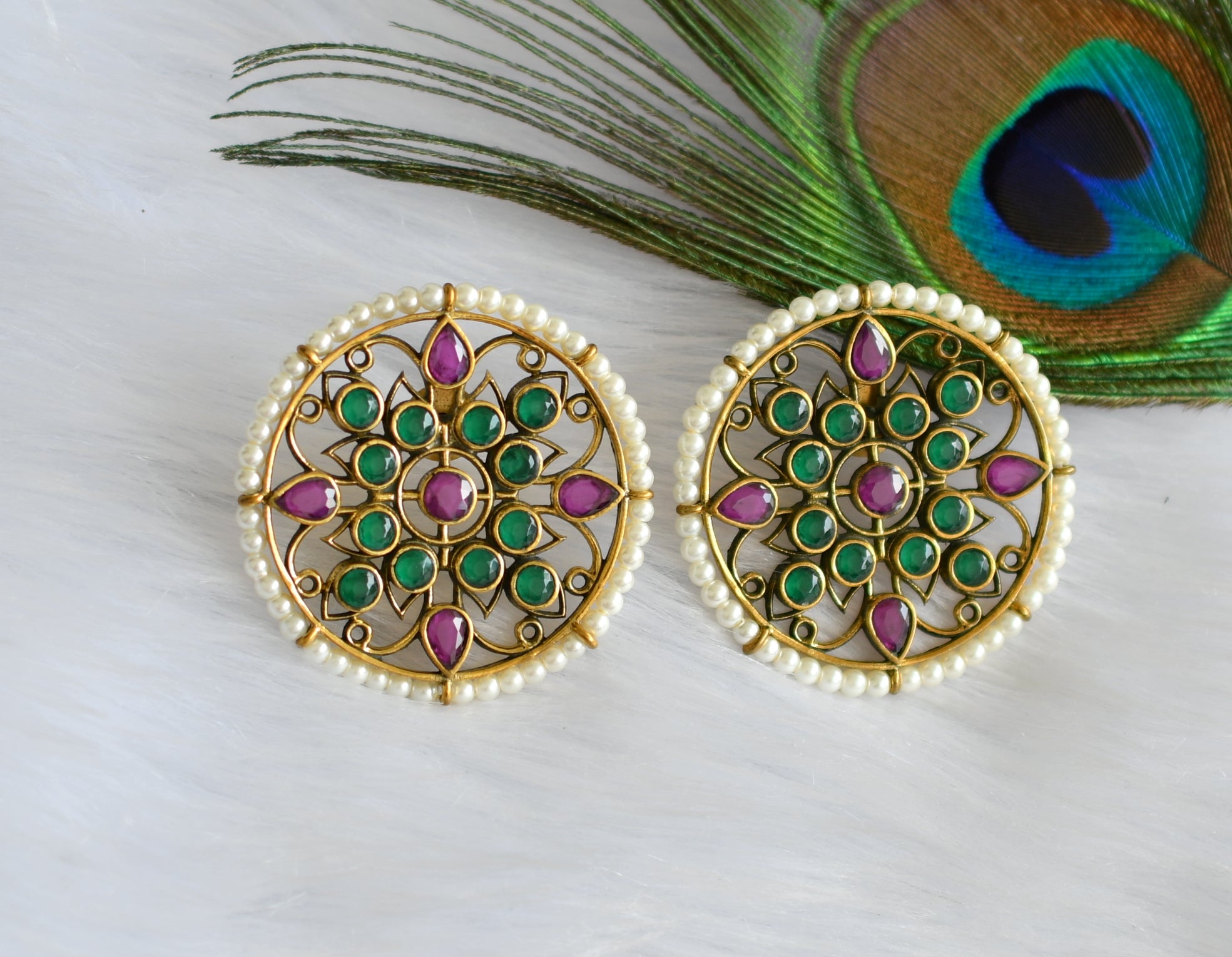 Buy Fida Silver-Plated Emerald Ruby Beaded Stud Earrings Online At Best  Price @ Tata CLiQ