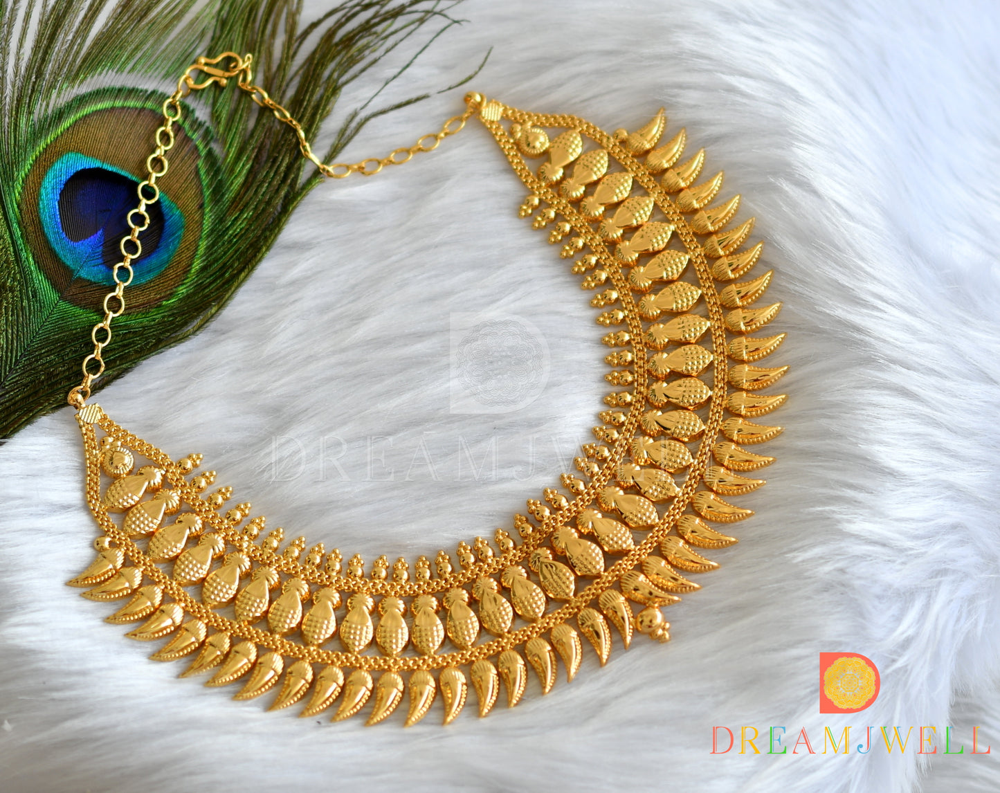 Gold tone mango Kerala style Broad choker/necklace dj-38135