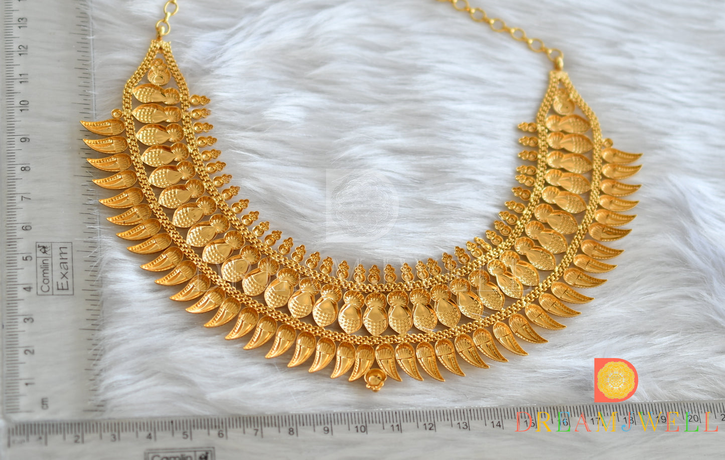 Gold tone mango Kerala style Broad choker/necklace dj-38135