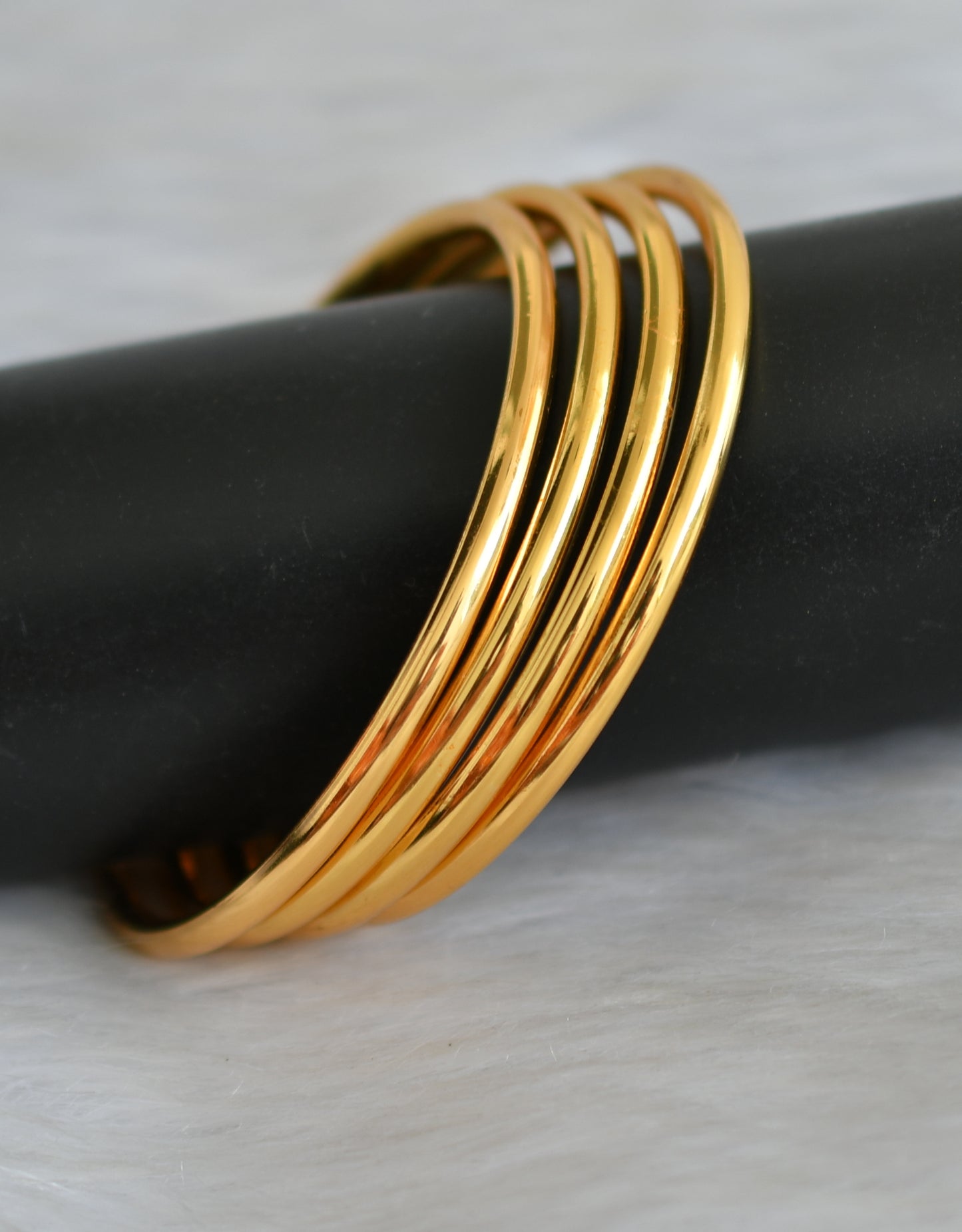 Gold Tone set of 4 thick Plain Bangles(2.6) dj-33724