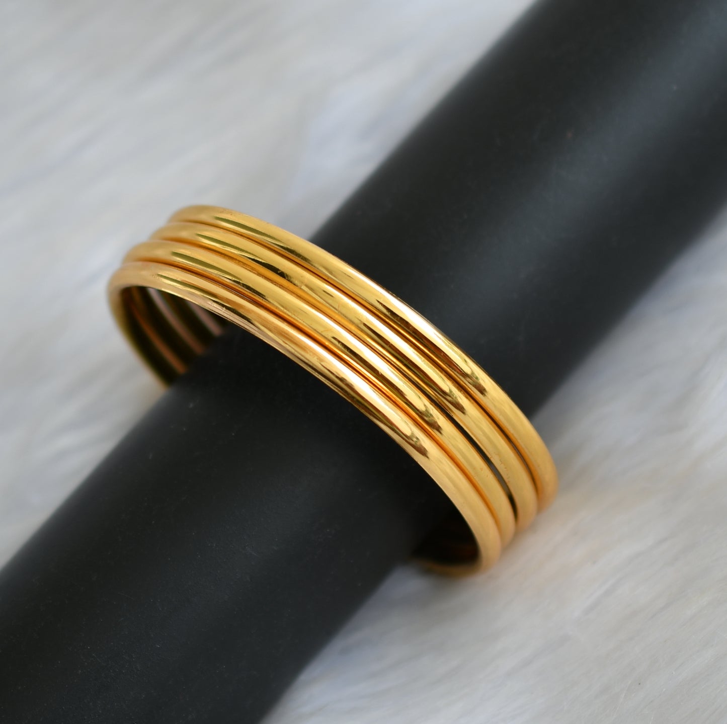 Gold Tone set of 4 thick Plain Bangles(2.6) dj-33724