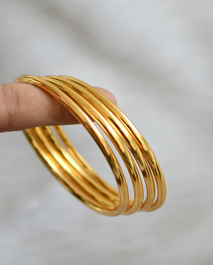 Gold Tone set of 4 thick plain Bangles(2.4) dj-33723