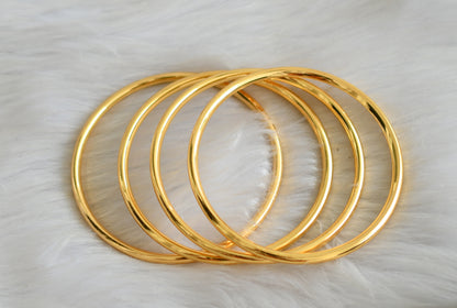 Gold Tone set of 4 thick Plain Bangles(2.6) dj-33724