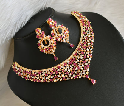 Gold tone cz ruby-white necklace set dj-20084