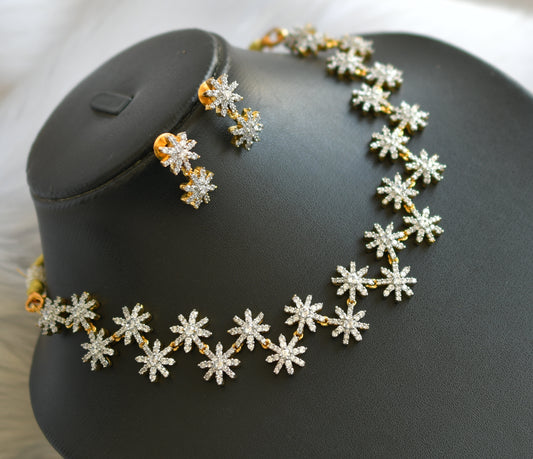Two tone cz white stone Nakshatra necklace set dj-39673