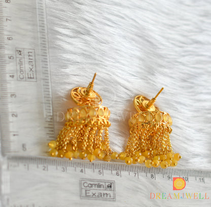 Gold tone yellow jhumkka/earrings dj-14832