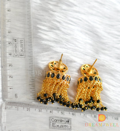 Gold tone black jhumkka/earrings dj-14836