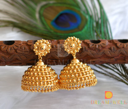 Gold tone Kerala style big jhumkka dj-37427