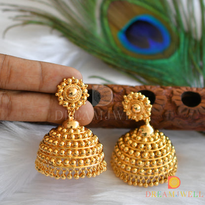 Gold tone Kerala style big jhumkka dj-37427