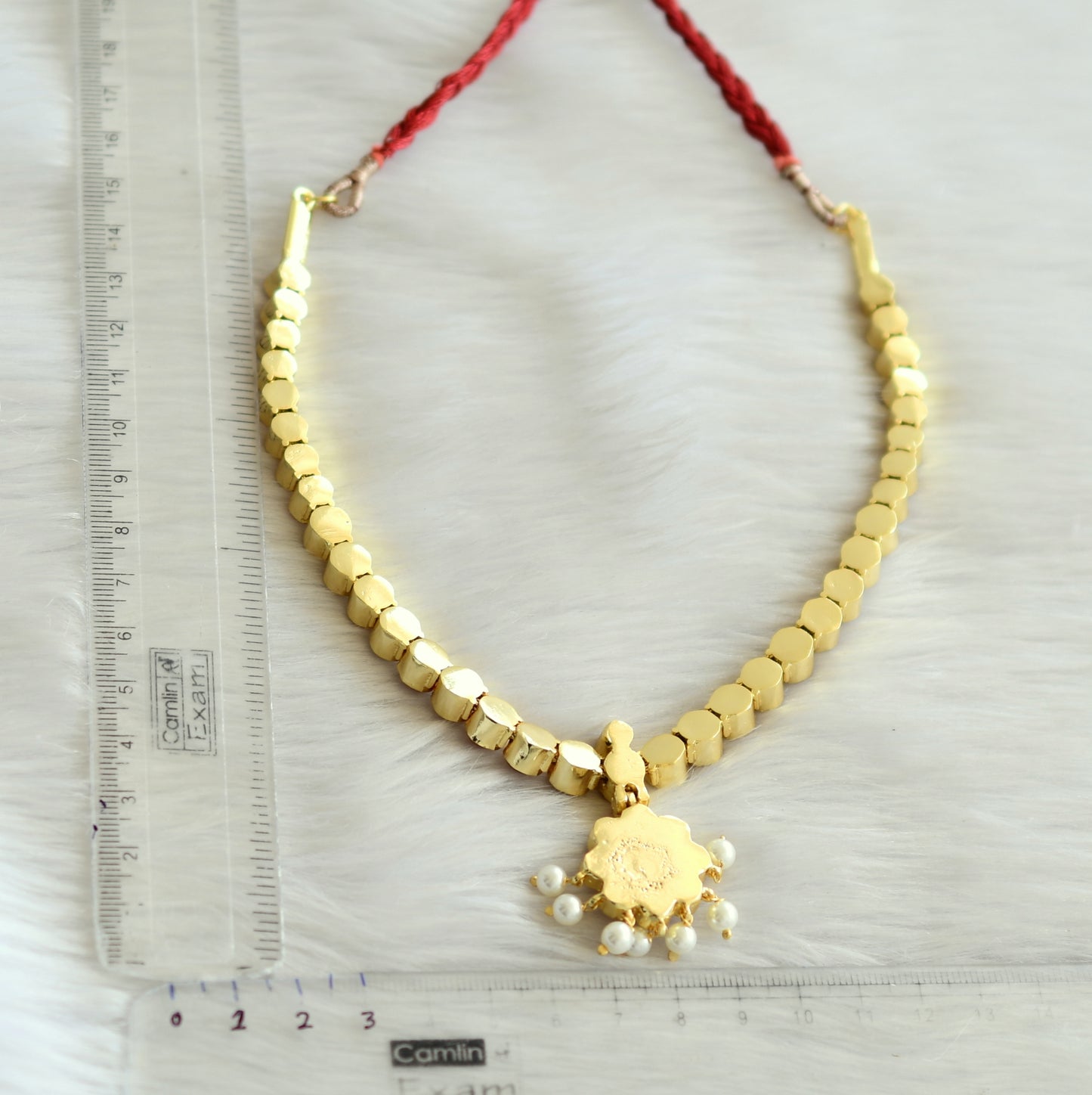 Gold tone semi precious kemp necklace/attigai dj-27486