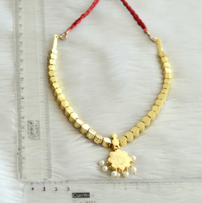 Gold tone semi precious kemp necklace/attigai dj-27486
