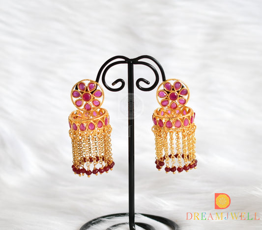 Gold tone ruby jhumkka/earrings dj-14833
