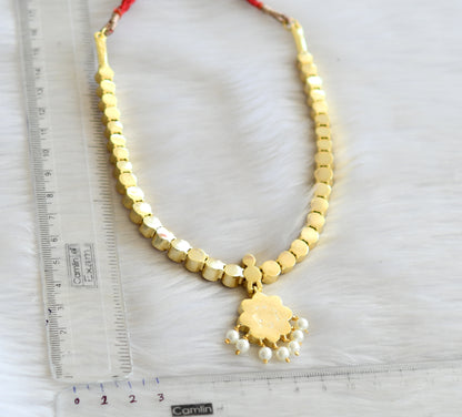 Gold tone semi precious kemp-green attigai(necklace) dj-15122