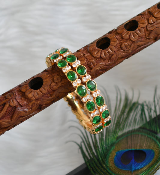 Gold replica American diamond green bangles (2.4) dj-20053