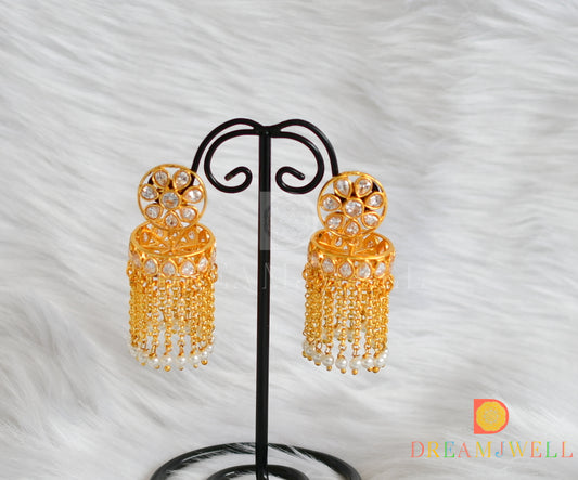 Gold tone white jhumkka/earrings dj-14839