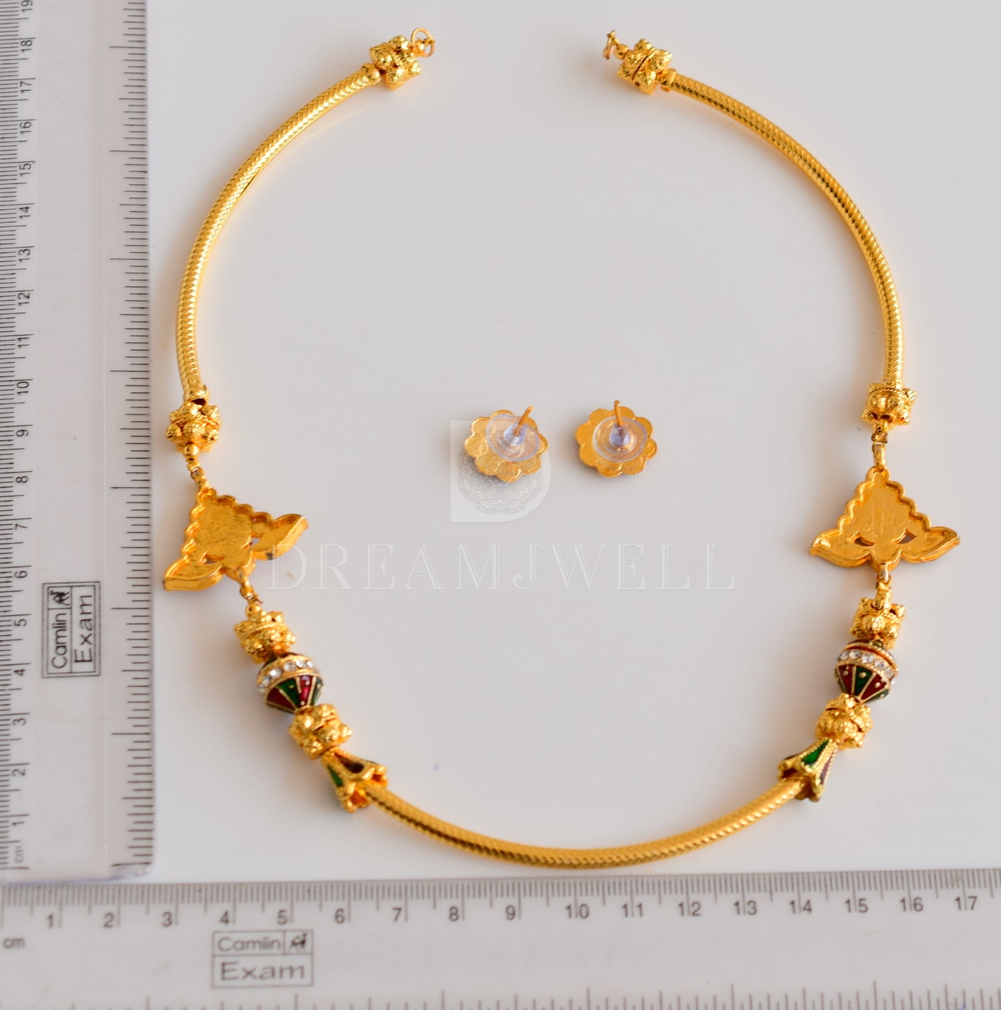 Gold tone Temple Jewel Unique Designer Necklace Set dj-29613