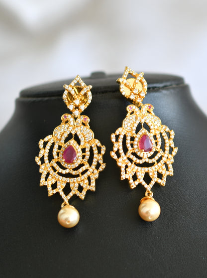 Gold tone Cz-ruby peacock necklace set dj-02884