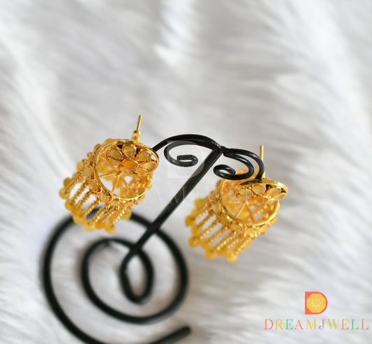 Gold tone yellow jhumkka/earrings dj-14832