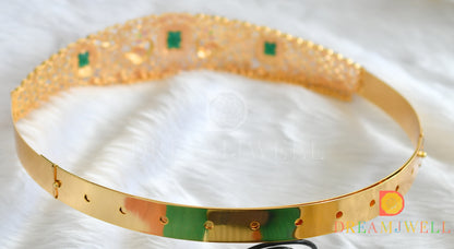 Gold tone cz ruby-emerald peacock waist band dj-38184