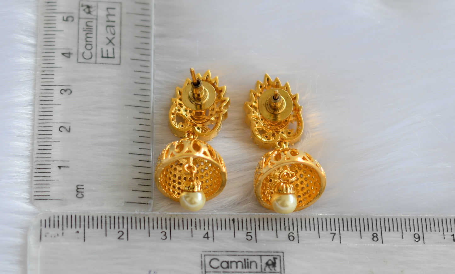 Gold tone cz white-gold color jhumkka dj-19950