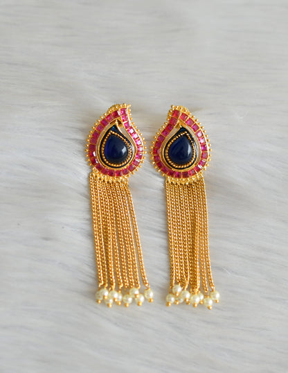 Antique gold tone ruby-blue mango earrings dj-03345