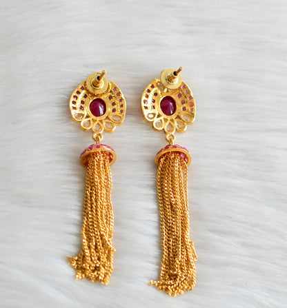 Antique gold tone ruby long earrings dj-03340