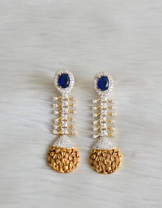 Antique two tone blue long earrings dj-03348