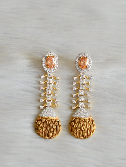 Antique two tone orange long earrings dj-03351