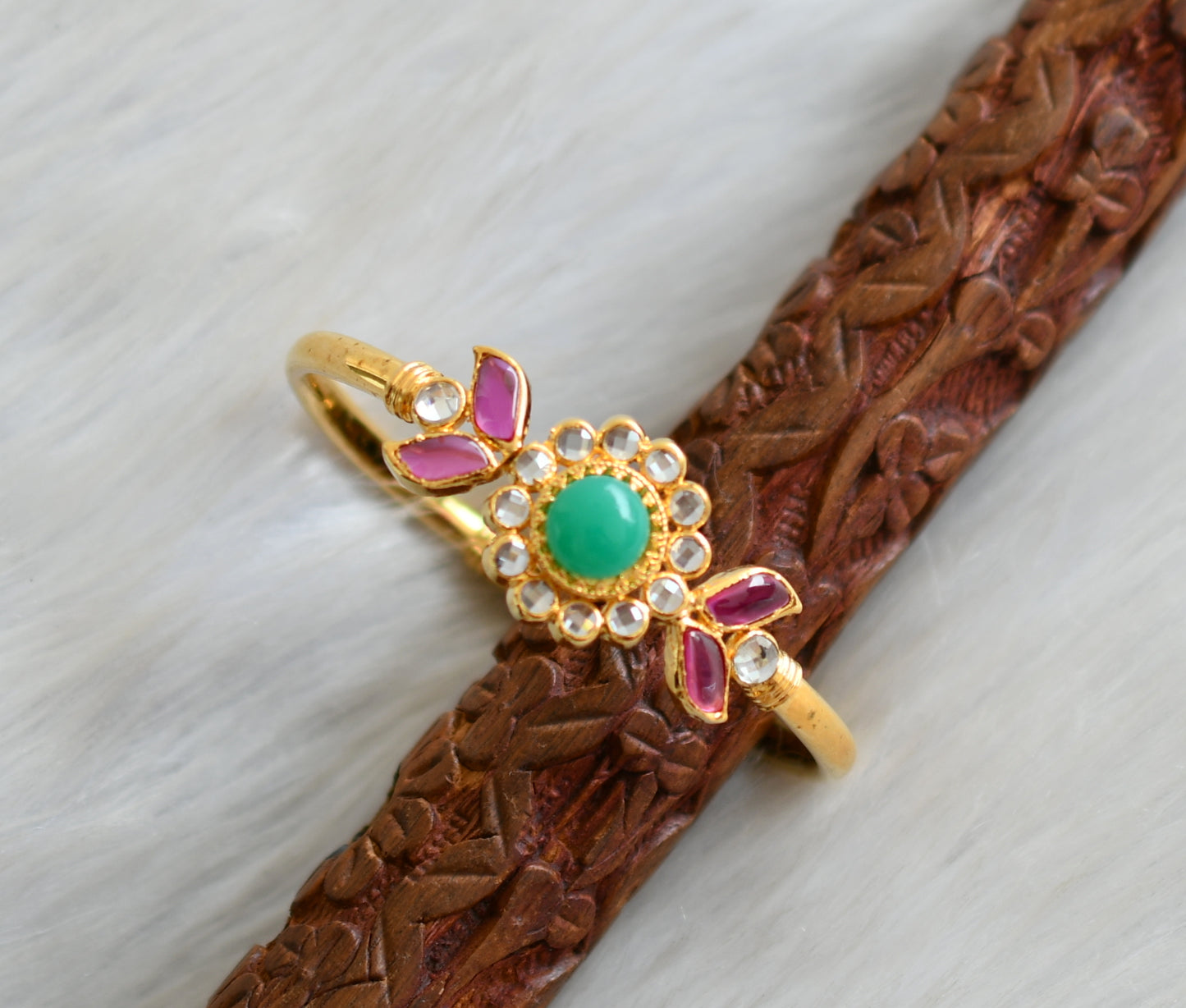 Gold tone ruby-emerald Kada/bracelet dj-03273