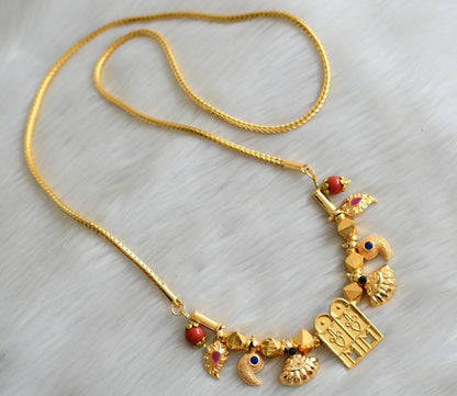 Gold tone pink-blue stone coral beads keelpoo mangalyam dj-41732