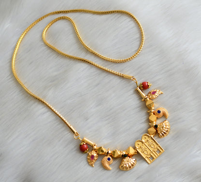 Gold tone pink-blue stone coral beads keelpoo mangalyam dj-41732
