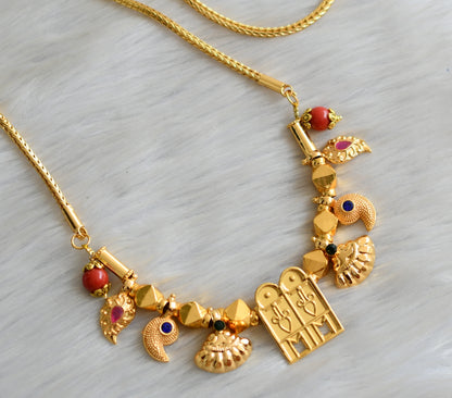 Gold tone pink-blue stone coral beads keelpoo mangalyam dj-41732