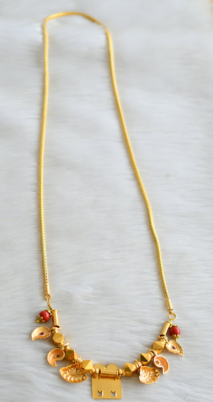 Gold tone pink-blue stone coral beads keelpoo mangalyam dj-41732